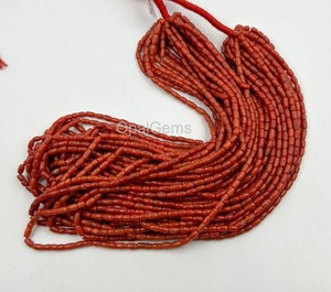 2026 Natural Italian <b>Red</b> Coral Smooth Tube Shape Beads, <b>Red</b> Italian Coral Tube Beads, Gemstone Beads, For Jewelry Making 20"Inch - Product Image 1