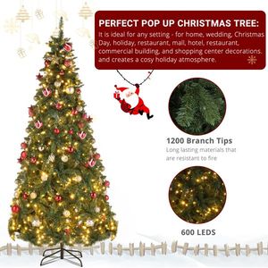 7.5ft Automatic PVC Christmas Tree 600 Warm <b>Lights</b> & 8 Modes 1200 Green <b>Branches</b> 600 <b>Lights</b> 8 Modes 1200 Green <b>Branches</b> Green - Product Image 3