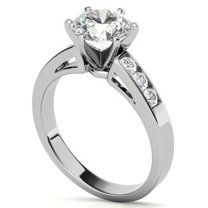 Round Cut Moissanite <b>Ring</b> 925 Sterling <b>Silver</b> White Gold Plated Classic <b>Solitaire</b> Luxury Engagement Wedding Promise Bridal <b>Ring</b> - Product Image 3