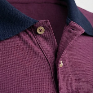 Polo à manches courtes pour homme, couleur bordeaux, avec poche, coupe classique, en coton piqué, design uni - Product Image 4