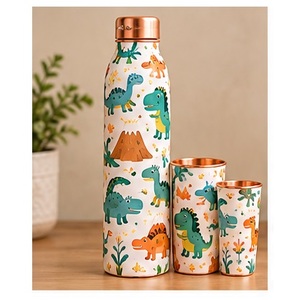 Ensemble de thermos élégant sur le thème de l'espace, en cuivre, avec fusées et astronautes de dessin animé, vaisselle portable pour les voyages - Product Image 6