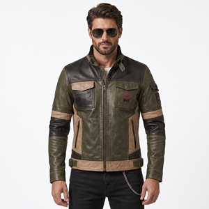 Men Leather <b>Jacket</b> Lightweight Leather Coat Soft Comfortable Fabric Durable Outerwear Classic Style For Daily Wear Travel Casual - Product Image 3