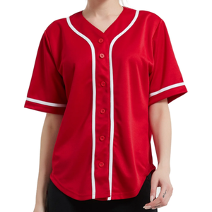 Premium Quality Women's Red <b>Baseball</b> Jersey Shirt Button Down Blank Softball Jersey's Short Sleeve Sports Women Shirts Tops - Product Image 1