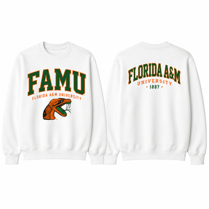 Sweat-shirt de qualité supérieure RANCHARD SPORTS HBCU FAMU, broderie personnalisée, pull à col rond en coton molletonné de l'Université d'État et Agricole de Floride - Product Image 4