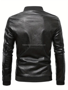 แจ็กเก็ตแฟชั่นหนังสำหรับผู้ชาย, แจ็กเก็ตแฟชั่นใหม่ล่าสุดใส่ได้พอดีกับผ้าแคนวาส - Product Image 4