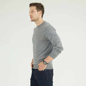 Sudadera Gris de Manga Larga para Hombre, Suave, Transpirable, Informal, Corte Regular, Básica, Lisa, Otoño, Poliéster/Algodón - Product Image 5