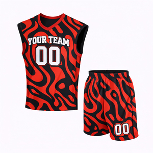 Maillot imprimé col en V 100 % polyester de qualité supérieure pour homme avec short, anti-bactérien, streetwear d'hiver - Product Image 1