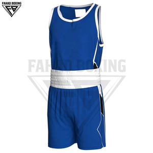 Shorts MMA et débardeurs d'entraînement respirants pour hommes, personnalisables, multifonctionnels, en tissu extensible lavé, couleur bleu et blanc, pour le sport et la boxe - Product Image 2