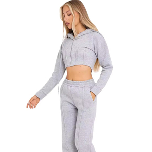 Conjunto Deportivo Informal Negro para Mujer, Sudadera Corta con Capucha y Pantalones Jogger Ajustados, Ropa Deportiva Cómoda - Product Image 6