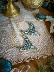 Pendientes Colgantes de Macramé Geométrico con Baño de Oro, Estilo Bohemia para Mujer, con Cuentas de Piedra Natural, Joyería para Uso Diario - Product Image 3