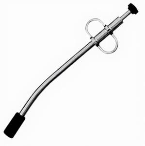 Pistolet injecteur de bolus vétérinaire réutilisable en acier inoxydable à manche long et courbé, avec poignée à 3 anneaux pour bovins, ovins, caprins - Sûr et fiable - Product Image 4