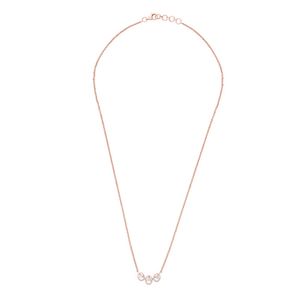 Collar con colgante de halo de diamantes de triple círculo conectados en oro rosa de 14 quilates, joyería fina y delicada para mujer, regalo de aniversario. - Product Image 1