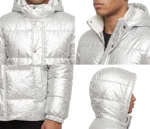 Custom Private Label Metallic Foil Puffer Jacket Men Shiny Silver Winter <b>Bubble</b> <b>Coat</b> Streetwear Unisex Puffer Jacket Bulk Wholes - Product Image 4