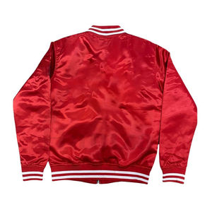 Chaqueta Bomber de Satén para Hombre al por Mayor, Manga Larga de Lona, Cuello Alto Acanalado, Chaqueta Varsity de Satén para Hombre con Cierre de Cremallera y Contraste - Product Image 5