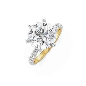 Anillo de compromiso y aniversario Timeless Sparkle para mujer, con moissanita grande, pavé y detalles románticos en plata, oro y oro rosa - Product Image 3