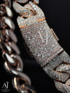 สร้อยคอโมอิสซาไนต์ชุบทองคำ 18K สีโรสโกลด์ รับรองโดย IGI ดีไซน์แบบ Cuban Chain หนา สำหรับงานปาร์ตี้และงานแต่งงาน - Product Image 6