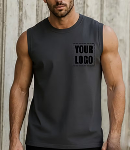 Men's White Sleeveless Tank Top O-Neck Casual Wear Breathable Eco-Friendly Quick Dry Knitted 100% Cotton Front Logo Print - Product Image 5