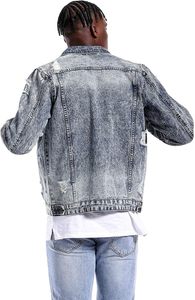 Blouson en jean premium pour homme, délavé vintage, en coton, boutonné, style streetwear décontracté, vêtement d'extérieur, personnalisable OEM ODM, vente en gros - Product Image 3