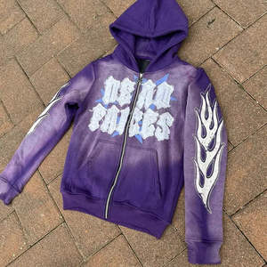 Sudadera con capucha vintage Nesta Sports OEM con apliques bordados desgastados, de felpa francesa de 500 g/m², lavado ácido, efecto descolorido por el sol, con cremallera. - Product Image 6