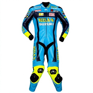 Combinaison de course Rizla Zuzuki MotoCP 1 pièce en cuir de vachette/crocodile pour moto, combinaison de piste/équitation MotoCp, tenue pour motard de niveau - Product Image 1