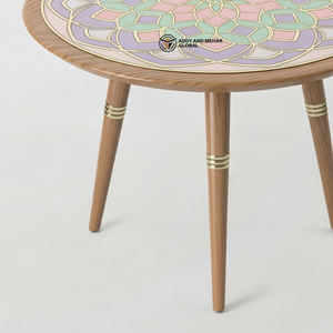 Wholesale Custom Hand Painted Meena Art <b>Stool</b> Durable Solid Wood Tripod Pedestal Multi-functional Ethnic Side <b>Table</b> - Product Image 5