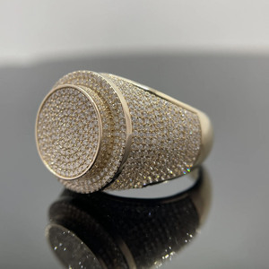 Yellow Gold Men's Engagement Wedding Iced <b>Ring</b> <b>Dome</b> Bling Cluster Rhodium Plated Sterling Silver Custom Hip Hop Moissanite <b>Ring</b> - Product Image 1