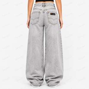 Jeans décontractés pour femmes en gros, pantalons en denim personnalisés, coupe haute, coupe slim, jambe droite, jambe large, Mom, Boyfriend, extensibles - Product Image 5