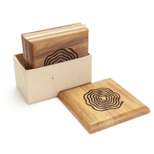 Wholesale Eco Friendly Natural Square Wooden Coasters Custom Logo Heat Resistant Wooden Cup <b>Mat</b> Drink Coaster Set for Home <b>Bar</b> - Product Image 5