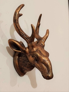 Décoration murale en aluminium en forme de tête de cerf, 15x13x24cm, marron, style vintage moderne, objet décoratif pour salon - Product Image 2