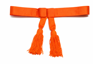 Cinturón de Cintura Ceremonial Naranja y Carmesí con Borlas, Accesorio de Vestir Formal de Primera Calidad - Product Image 2