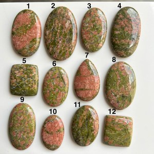 Pierre précieuse Unakite de qualité supérieure, formes variées ! Cabochon d'Unakite Naturel ! Pierre de cabochon en unakite pour la fabrication de bijoux en macramé, cadeau - Product Image 3