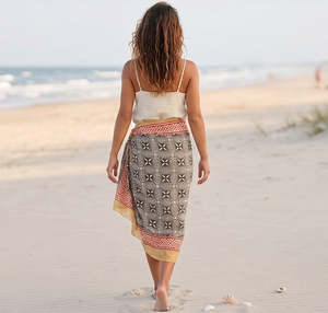 Pareo de algodón indio con estampado a mano y borde de Zari, ideal para la playa, estilo bohemio, para cubrir el traje de baño, para vacaciones en la playa. - Product Image 5