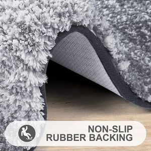 Minimalist Rectangle Chenille Bath Mat With Rubber Backing Anti Slip Solid Color For Bathroom <b>Floor</b> - Product Image 3