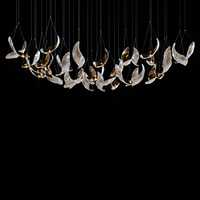 Lustre de plafond design fait sur mesure pour hall d'hôtel salle à manger lustres d'éclairage de feuille de métal or argent de luxe