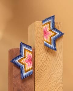 Star Shaped Seed <b>Bead</b> Statement Earrings Colorful Geometric Bohemian Handmade Lightweight Fashion Jewelry Gift For Women - Product Image 1