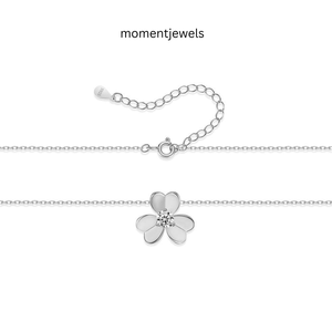 Collier pendentif fleur plaqué or, argent sterling 925, collier floral en CZ pour femme, bijoux cadeau - Product Image 4