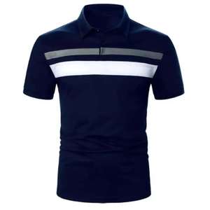 เสื้อโปโลแขนสั้นสีเขียวมะนาวสำหรับผู้ชาย ผ้าฝ้ายปิเก้ สวมใส่สบาย ระบายอากาศได้ดี สีพื้น ดีไซน์ถัก ทรงปกติ - Product Image 3