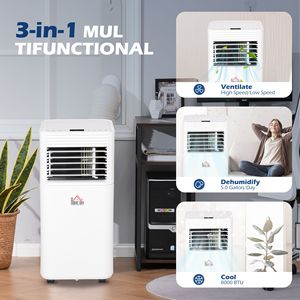 Condizionatore d'Aria Portatile Bianco da 7000 BTU con Telecomando, Timer 24 Ore e Funzione di Spegnimento Automatico per Camere, Case, Hotel - Tipo di Spina USA/UE/UK - Product Image 4