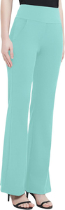 High Waist <b>Flared</b> Leg <b>Yoga</b> Pants Solid Color Spandex Nylon Breathable Elastic Waist With Pockets Full Length Women's Pants - Product Image 6