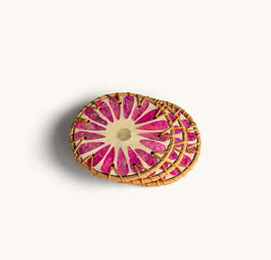Hot Selling New Arrival Colorful Mother Of Pearl & Rattan Tea Coaster For <b>Table</b> <b>Protector</b> Mats & Pads - Product Image 6