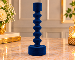 Porte-bougie en velours bleu floqué, écologique et naturel, pour la décoration de la maison, la table à manger, un style festif, Noël, la Saint-Valentin - Product Image 2