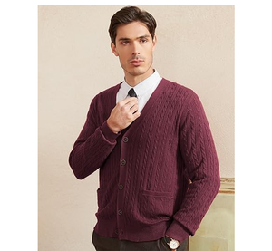 Suéter tipo cárdigan clásico de punto con botones para hombre - Product Image 1