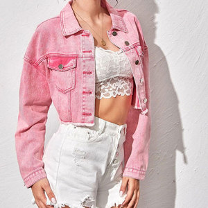 Chaqueta vaquera tie-dye para mujer, estilo camionero, manga larga, cuello vuelto, abotonadura sencilla, estilo primavera, patrón degradado - Product Image 3