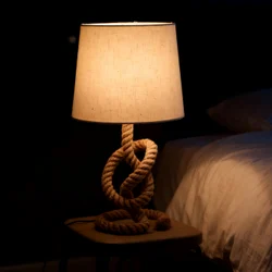 Handmade <b>Rope</b> Shaped Lamp Vintage Style Decorative <b>Rope</b> Table Lamp Nautical Theme Home Decor <b>Lighting</b> - Product Image 3