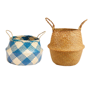 Decorative Handmade SEAGRASS <b>BELLY</b> <b>BASKETS</b> <b>Belly</b> Shape Organizer for Nursery and Toy Storage - Product Image 1