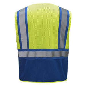 Chaleco de Seguridad de Alta Visibilidad, Malla Reflectante, Transpirable, Unisex, Azul y Amarillo, Poliéster - Product Image 5