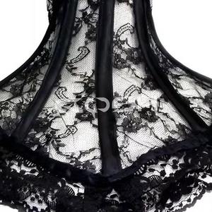 Corsé Gótico Negro con Encaje y Cuello Alto Victoriano con Varillas de Acero para Cosplay y Moda - Product Image 5