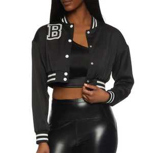 Chaqueta Varsity de Satén Personalizada en Oferta, Talla Grande, Oversize, OEM, para Mujer, Diseño Liso, Alta Calidad, Precio al por Mayor - Product Image 1