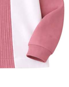 Sudadera Polo Personalizada para Hombre, Rosa y Blanca, con Cierre de Cremallera de un Cuarto, Paneles Acanalados, Estilo Casual, Forro Polar, Manga Larga, Prenda Superior de Estilo Urbano, Ajuste Premium - Product Image 6