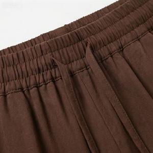 Jupe trapèze pour femme à taille élastique avec cordon de serrage, couleur unie, longueur cheville, style décontracté, en polyester, coton et tissu mousseline - Product Image 4